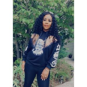 Sequin hoodie set includes pants